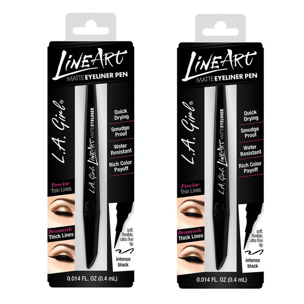 Pack of  2 L.A. Girl Line Art Matte Eyeliner Pen, Intense Black GLE712