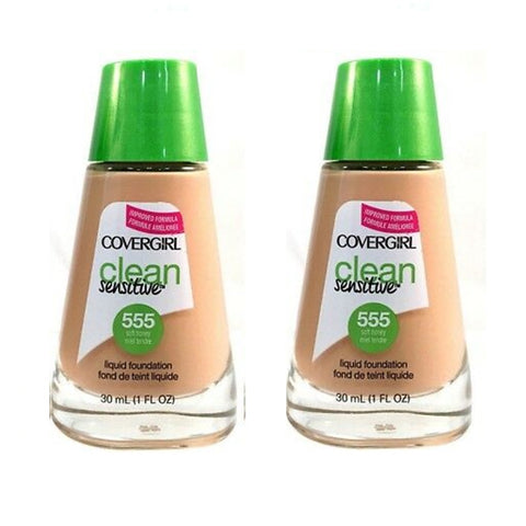 Pack of 2 CoverGirl Clean Sensitive Liquid Foundation, Soft Honey 555