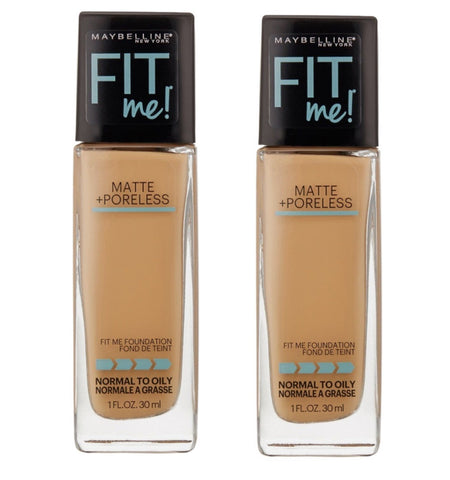 Pack of 2 Maybelline New York Fit Me Matte + Poreless Normal to Oily Foundation, Natural Tan 320