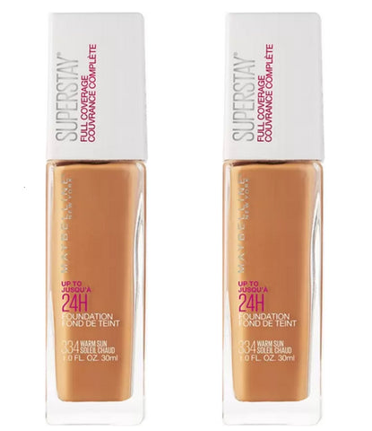 Pack of 2 Maybelline New York Superstay Full Coverage 24HR Liquid Foundation, Warm Sun 334