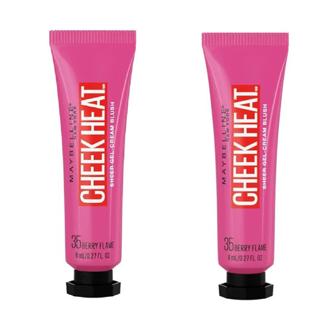 Pack of 2 Maybelline New York Cheek Heat Sheer Gel-Cream Blush, Berry Flame 35