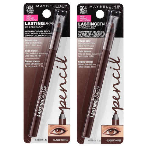 Pack of 2 Maybelline New York Lasting Drama Waterproof Gel Pencil, Glazed Toffee 604