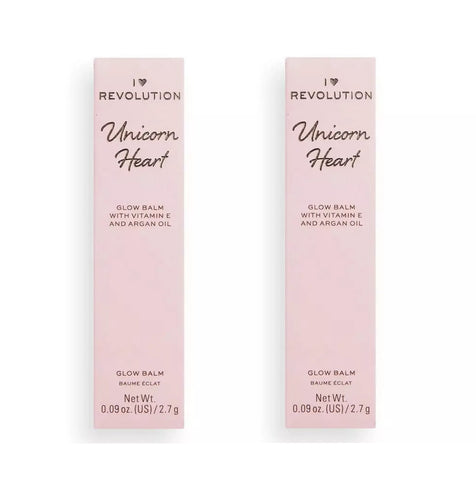 Pack of 2 Makeup Revolution Beauty Unicorn Heart Glow Balm, Myth - Clear