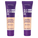 Pack of 2 Rimmel London Stay Matte Full Coverage Mattifying Foundation, Fair Beige 085