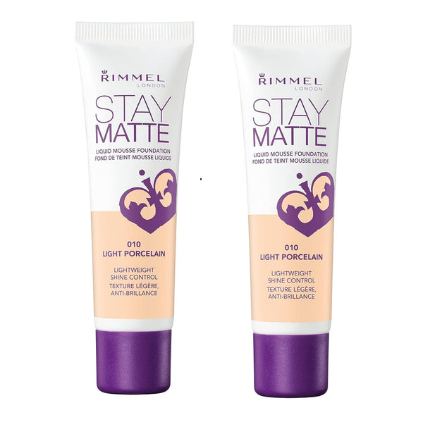 Pack of 2 Rimmel London Stay Matte Liquid Mousse Foundation, Light Porcelain 010