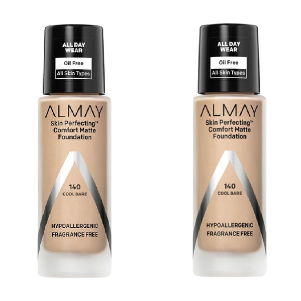 Pack of 2 Almay Skin Perfecting Comfort Matte Foundation, Cool Bare 140