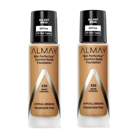 Pack of 2 Almay Skin Perfecting Comfort Matte Foundation, Warm Caramel 230