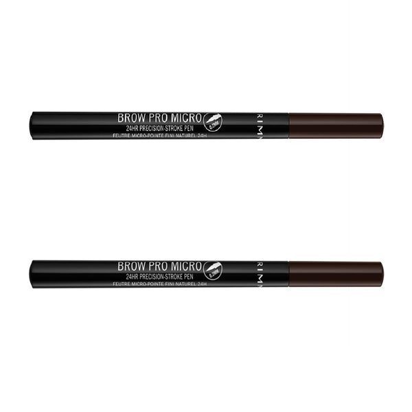 Pack of 2 Rimmel Brow Micro Pro 24HR Precision Stroke Pen, Dark Brown 004