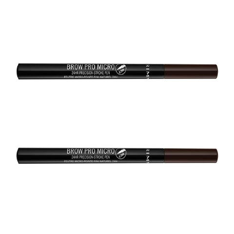 Pack of 2 Rimmel Brow Micro Pro 24HR Precision Stroke Pen, Dark Brown 004