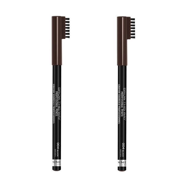 Pack of 2 Rimmel London Professional Eyebrow Pencil, Black Brown 004