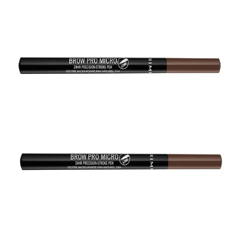 Pack of 2 Rimmel Brow Micro Pro 24HR Precision Stroke Pen, Soft Brown 003