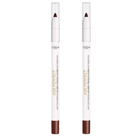 Pack of 2 L'Oreal Paris Age Perfect Anti-Feathering Lip Liner, Dark Chocolate 60