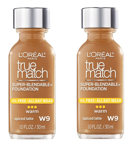 Pack of 2 L'Oreal Paris Makeup True Match Super-Blendable Liquid Foundation, Spiced Latte W9