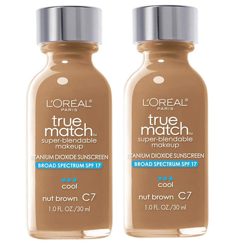 Pack of 2 L'Oreal Paris Makeup True Match Super-Blendable Liquid Foundation, Nut Brown C7