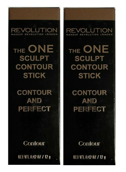 Pack of 2 Makeup Revolution Beauty The One Sculpt Contour Stick, Contour and Perfect