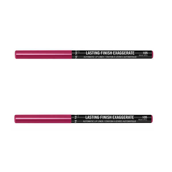Pack of 2 Rimmel Lasting Finish Exaggerate Automatic Lip Liner, Mauve Spell 105