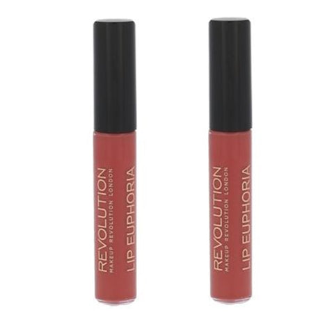 Pack of 2 Makeup Revolution Beauty Lip Euphoria Butter Soft Matte Lip Colour, Aura