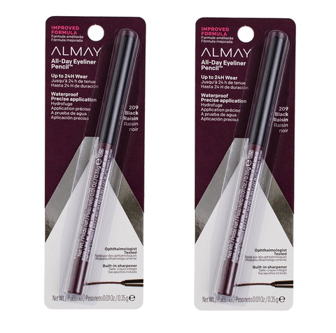 Pack of 2 Almay All-Day Up to 24Hr Waterproof Eyeliner Automatic Pencil, Black Raisin 209