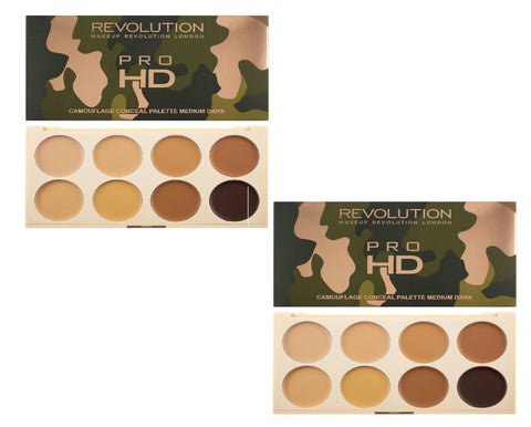 Pack of 2 Makeup Revolution Beauty PRO HD Camouflage Corrector Palette, Medium Dark