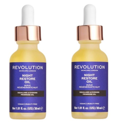 Pack of 2 Skincare Revolution Beauty Night Restore Oil, Squalane & Evening Primrose Oil