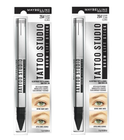 Pack of 2 Maybelline New York Tattoo Studio Brow Lift Stick, Clear 264