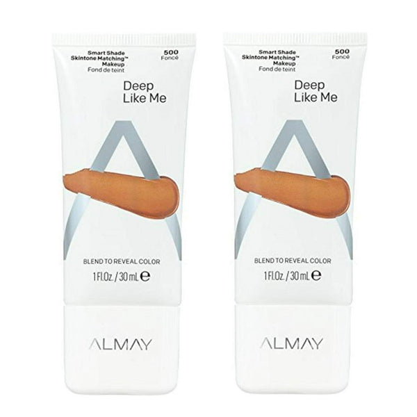 Pack of 2 Almay Smart Shade Anti-Aging Skintone Matching Makeup, Deep Like Me 500