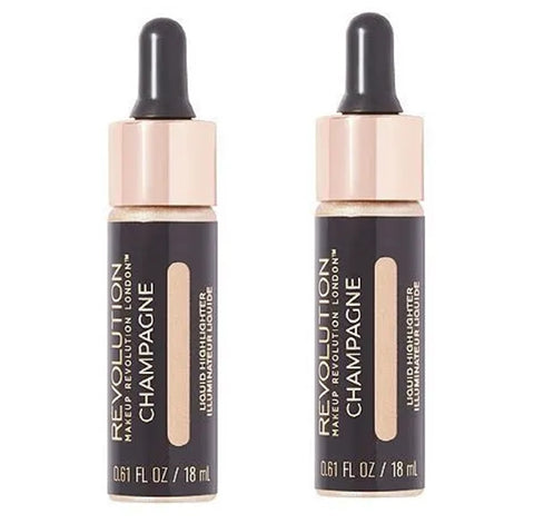 Pack of 2 Makeup Revolution Beauty Liquid Highlighter, Champagne