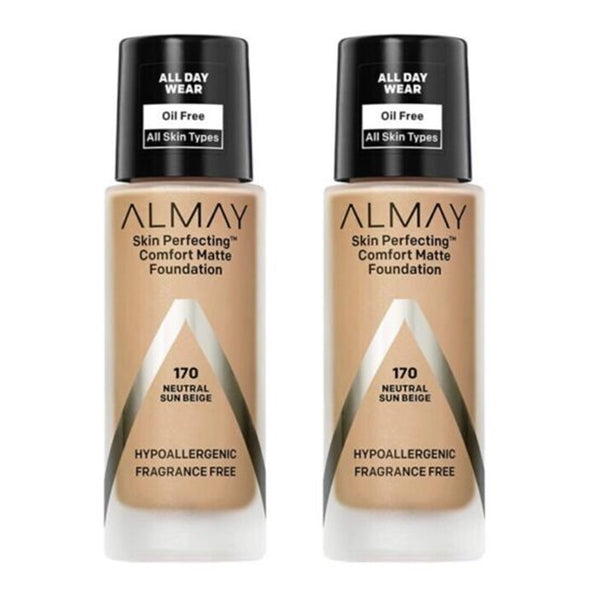 Pack of Almay Skin Perfecting Comfort Matte Foundation, Neutral Sun Beige 170