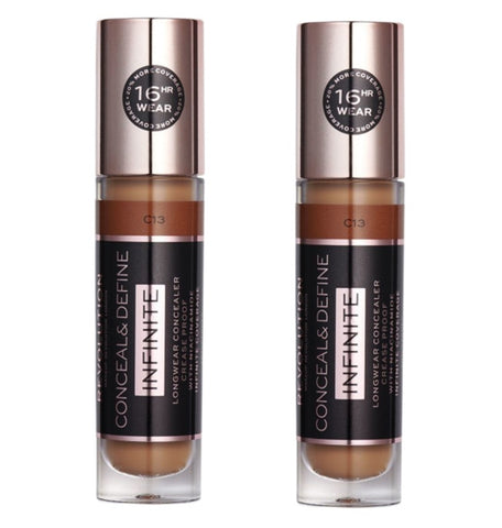 Pack of 2 Makeup Revolution Beauty Conceal & Define Infinite Longwear Concealer XL, C13