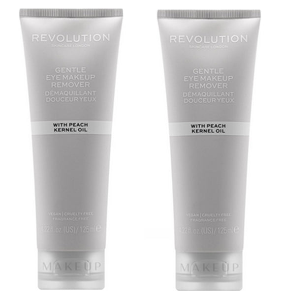 Pack of 2 Makeup Revolution Skincare Gentle Eye Make Up Remover with Peach Kernel Oil