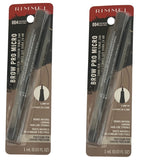 Pack of 2 Rimmel Brow Micro Pro 24HR Precision Stroke Pen, Dark Brown 004