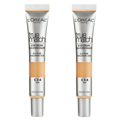 Pack of 2 L'Oreal Paris True Match Eye Cream In A Concealer, Light C3-4