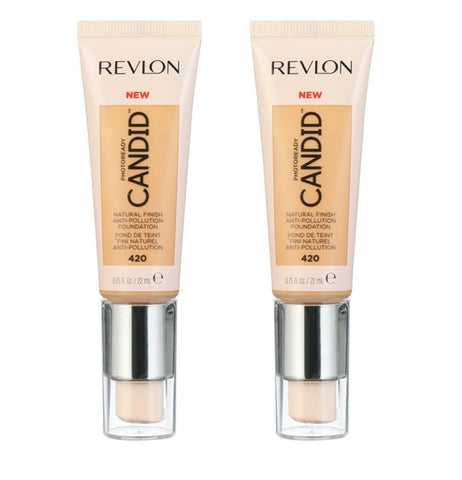 Pack of 2 Revlon PhotoReady Candid Natural Anti-Pollution Finish Foundation, Sun Beige 420