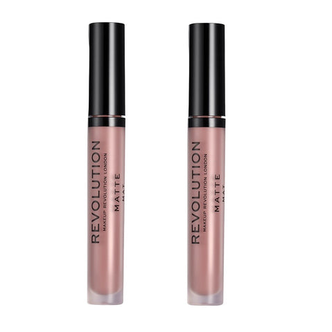 Pack of 2 Makeup Revolution Beauty Revolution Matte Lip Gloss, Brunch 123