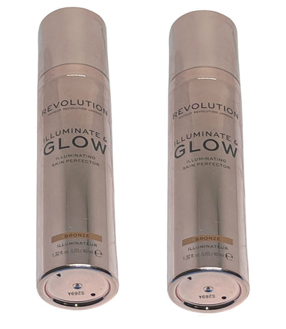 Pack of 2 Makeup Revolution Beauty Illuminate & Glow Skin Perfector, Bronze