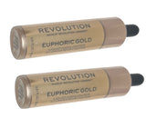 Pack of 2 Makeup Revolution Beauty Liquid Highlighter, Euphoric Gold