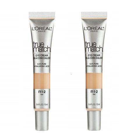 Pack of 2 L'Oreal Paris True Match Eye Cream In A Concealer, Fair n1-2