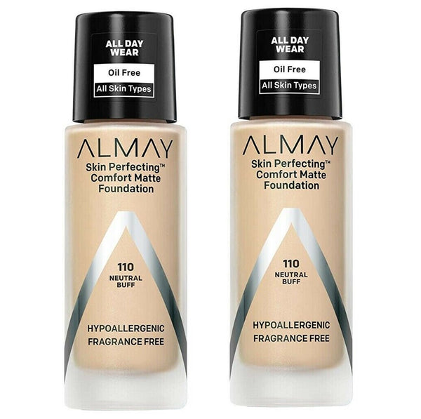Pack of 2 Almay Skin Perfecting Comfort Matte Foundation, Neutral Buff 110