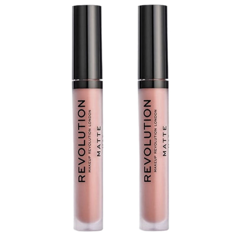 Pack of 2 Makeup Revolution Beauty Revolution Matte Lip Gloss, Chauffeur 110
