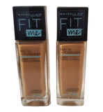 Pack of 2 Maybelline New York Fit Me Matte + Poreless Normal to Oily Foundation, Natural Tan 320