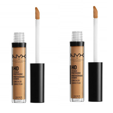 Pack of 2 NYX Professional Makeup HD Studio Photogenic Liquid Concealer, Deep Golden CW07.5