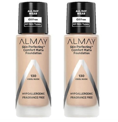 Pack of 2 Almay Skin Perfecting Comfort Matte Foundation, Cool Nude 130