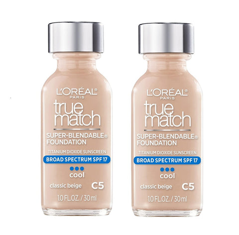Pack of 2 L'Oreal Paris Makeup True Match Super-Blendable Liquid Foundation, Classic Beige C5