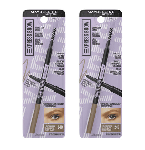 Pack of 2 Maybelline New York Express Brow Ultra Slim Pencil, Light Blonde 248