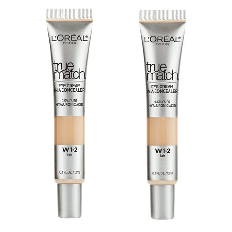 Pack of 2 L'Oreal Paris True Match Eye Cream In A Concealer, Fair w1-2