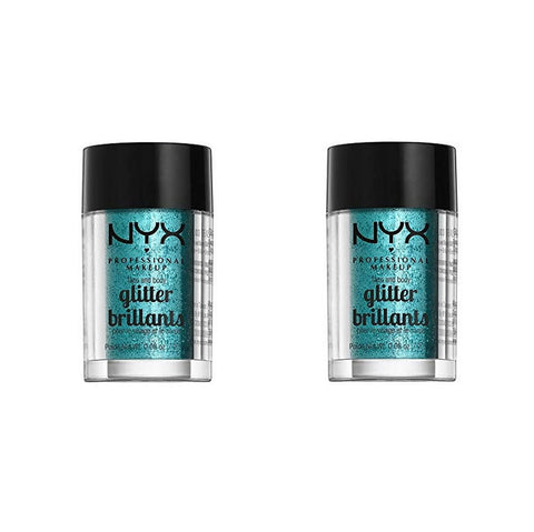 Pack of 2 NYX Face and Body Glitter Brilliants, Teal GLI03