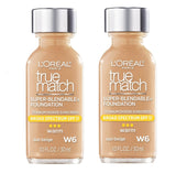 Pack of 2 L'Oreal Paris Makeup True Match Super-Blendable Liquid Foundation, Sun Beige W6