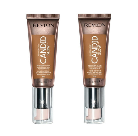 Pack of 2 Revlon Photoready Candid Glow Moisture Glow Anti-Pollution Foundation, Cappuccino 510