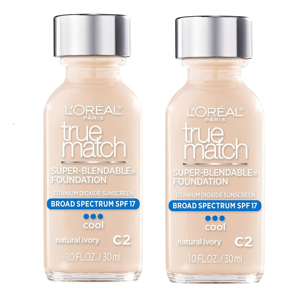 Pack of 2 L'Oreal Paris Makeup True Match Super-Blendable Liquid Foundation, Natural Ivory C2