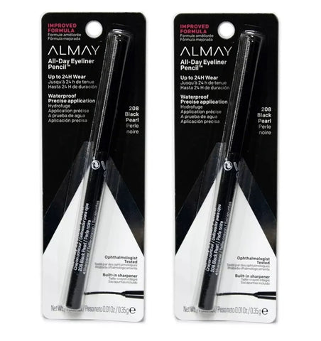 Pack of 2 Almay All-Day Up to 24Hr Waterproof Eyeliner Automatic Pencil, Black Pearl 208